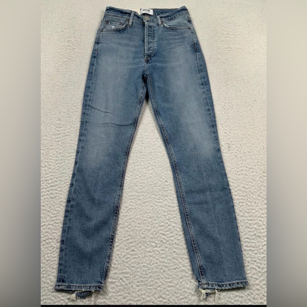 Assymetrical Agolde Jeans - Size 25 - Light Wash Dark Blue And Straight Leg